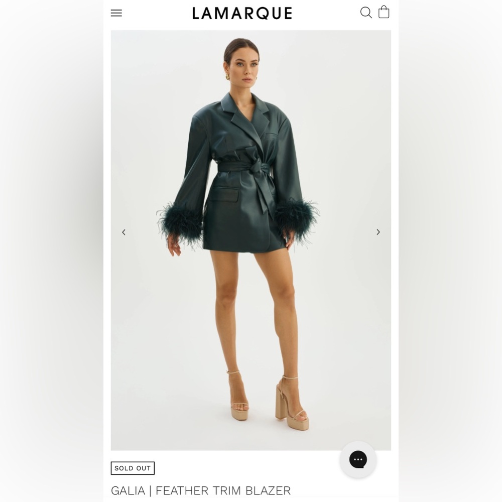 LAMARQUE Galia Dark Green Blazer with Fur Cuffs
